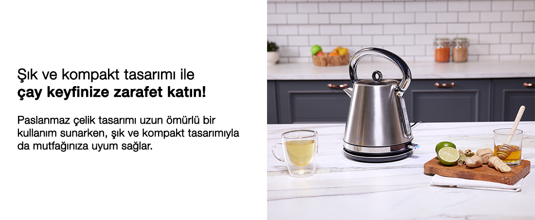 Percy Su Isıtıcısı kompakt tasarımı ile çay keyfinize zarafet katın.