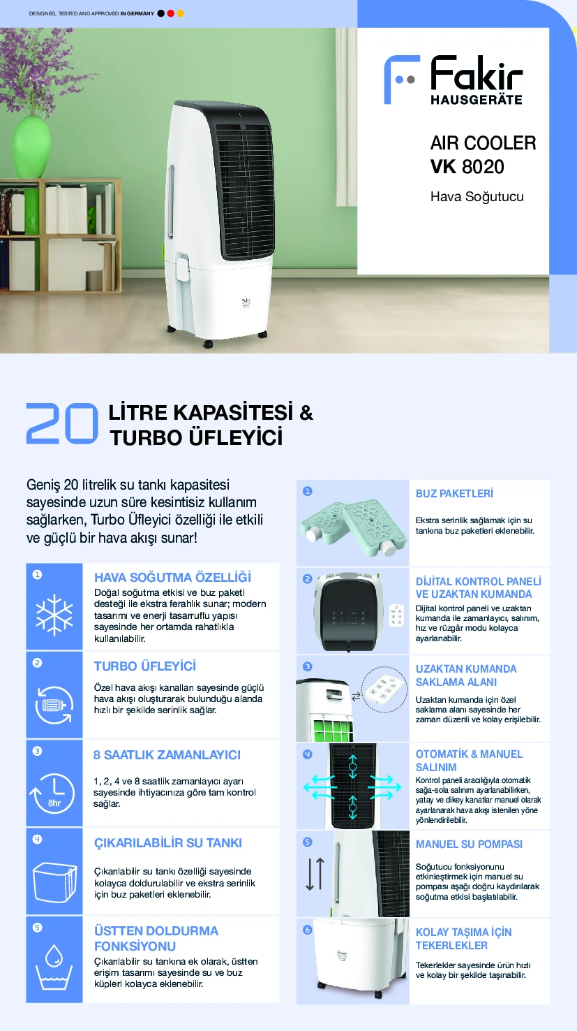 tFakir Air Cooler VK 8020Hava Soğutucu