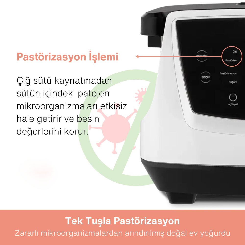 Fakir Pasteur Çiğ Sütten Yoğurt Yapma Makinesi, Pastörizasyon , 3 L Seramik Hazne, Tat ve Kıvam Ayarı_Kopya(1) - 4