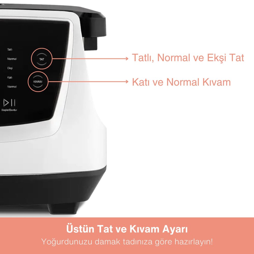 Fakir Pasteur Çiğ Sütten Yoğurt Yapma Makinesi, Pastörizasyon , 3 L Seramik Hazne, Tat ve Kıvam Ayarı_Kopya(1) - 5