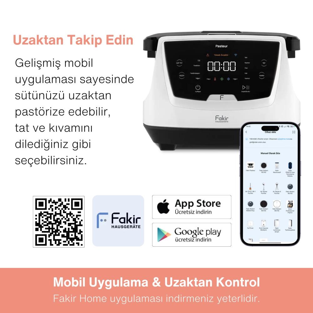 Fakir Pasteur Çiğ Sütten Yoğurt Yapma Makinesi, Pastörizasyon , 3 L Seramik Hazne, Tat ve Kıvam Ayarı_Kopya(1) - 12