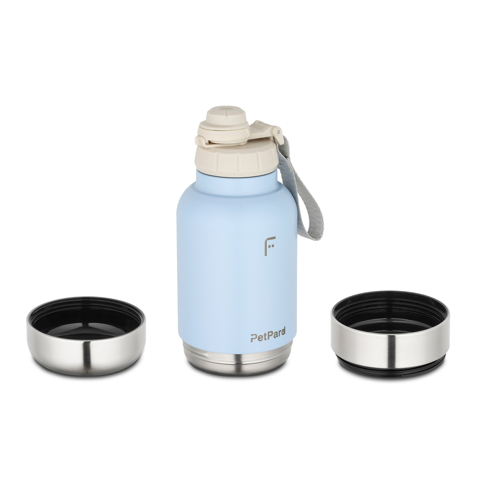 PetPard 3 in 1 Kedi & Köpek Mama Kapları ve Paslanmaz Çelik Termos, 1 Litre, Mavi - 2
